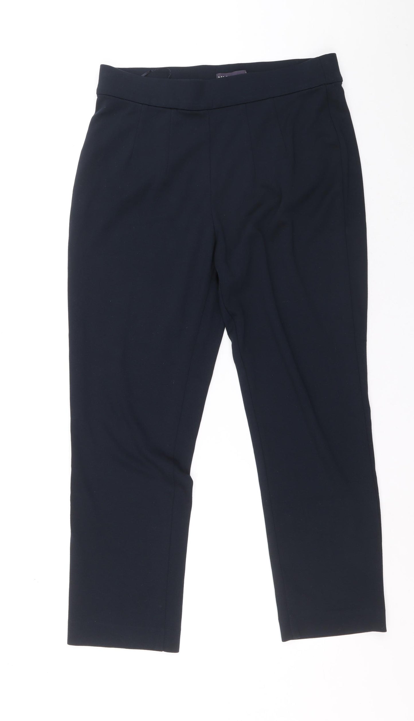 Marks and Spencer Womens Blue Viscose Carrot Trousers Size 12 L24 in Regular Button