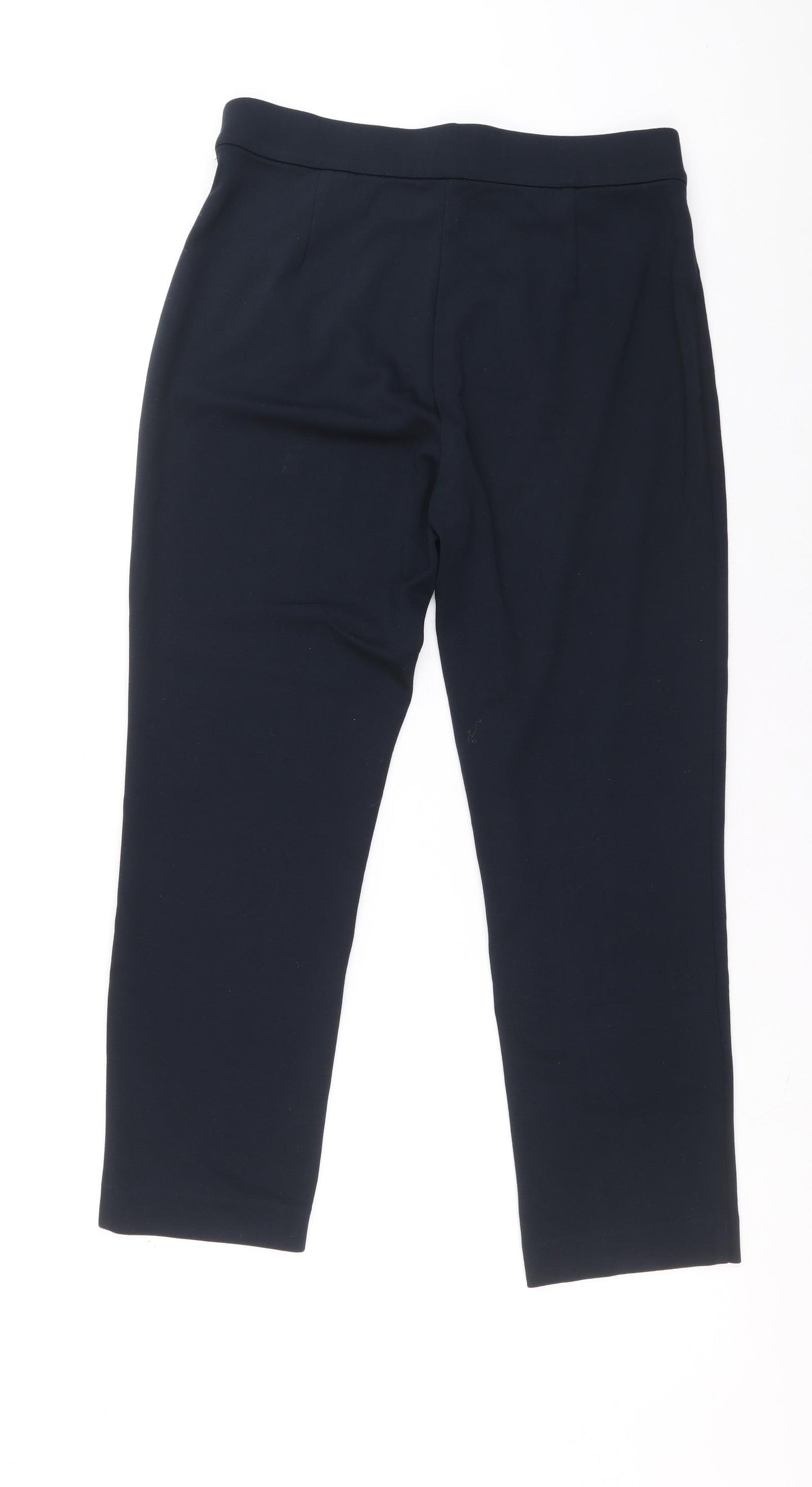 Marks and Spencer Womens Blue Viscose Carrot Trousers Size 12 L24 in Regular Button