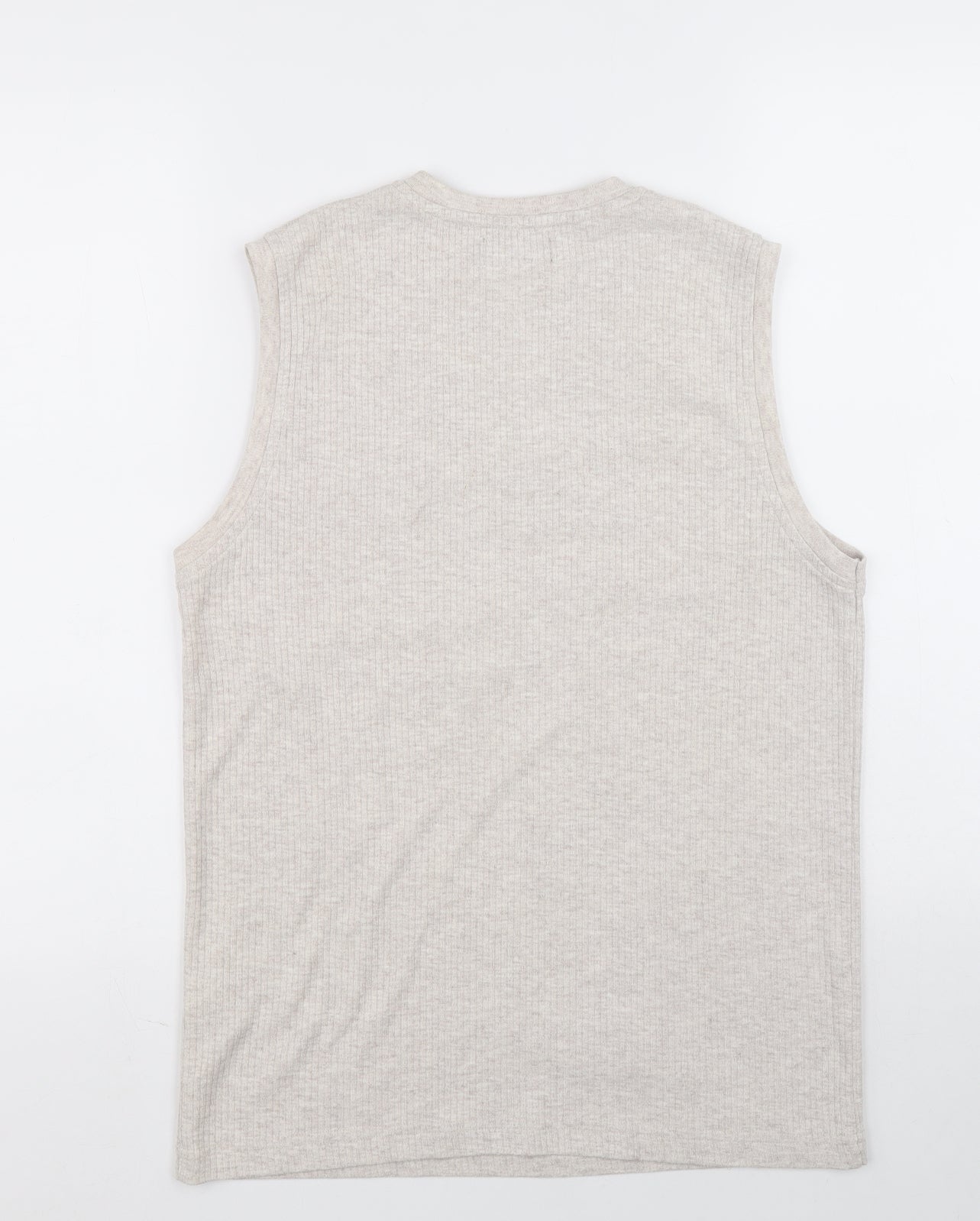 Easy Mens Grey V-Neck Cotton Vest Jumper One Size - ribbed fabric