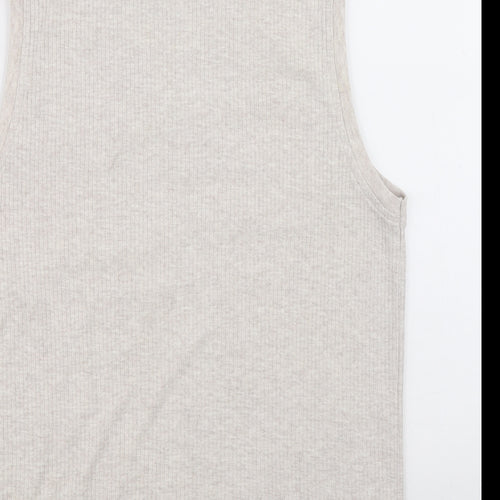Easy Mens Grey V-Neck Cotton Vest Jumper One Size - ribbed fabric