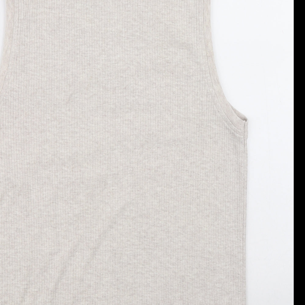 Easy Mens Grey V-Neck Cotton Vest Jumper One Size - ribbed fabric
