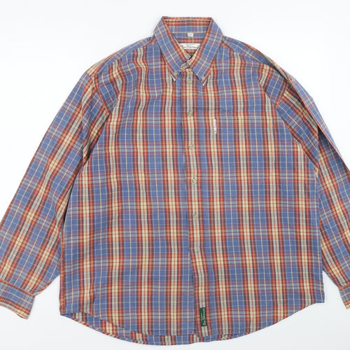 Ben Sherman Mens Multicoloured Plaid Cotton T-Shirt Size L Collared