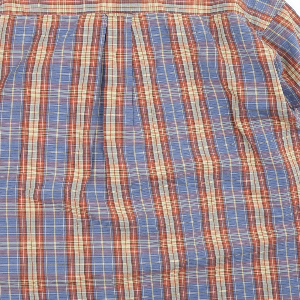 Ben Sherman Mens Multicoloured Plaid Cotton T-Shirt Size L Collared