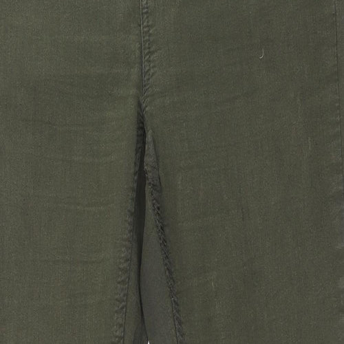 Fat Face Womens Green Cotton Skinny Jeans Size 16 L28 in Regular Button