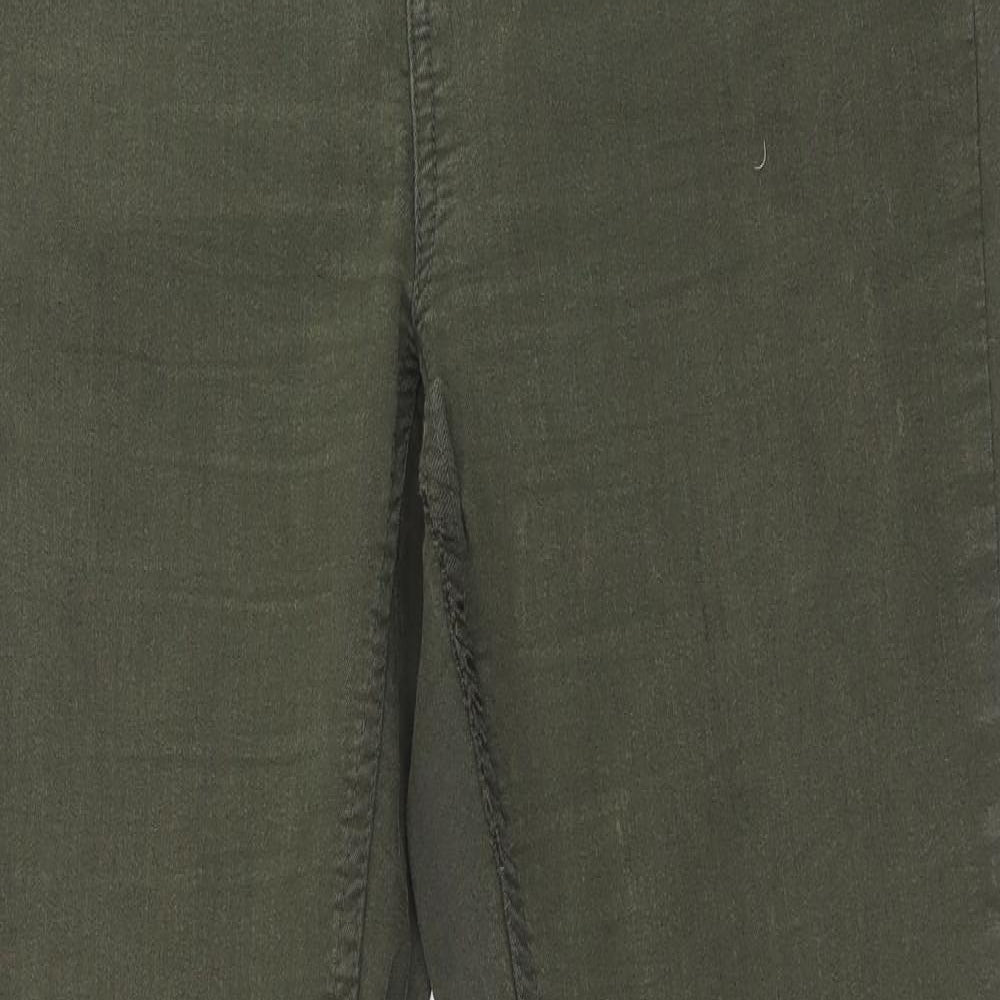 Fat Face Womens Green Cotton Skinny Jeans Size 16 L28 in Regular Button