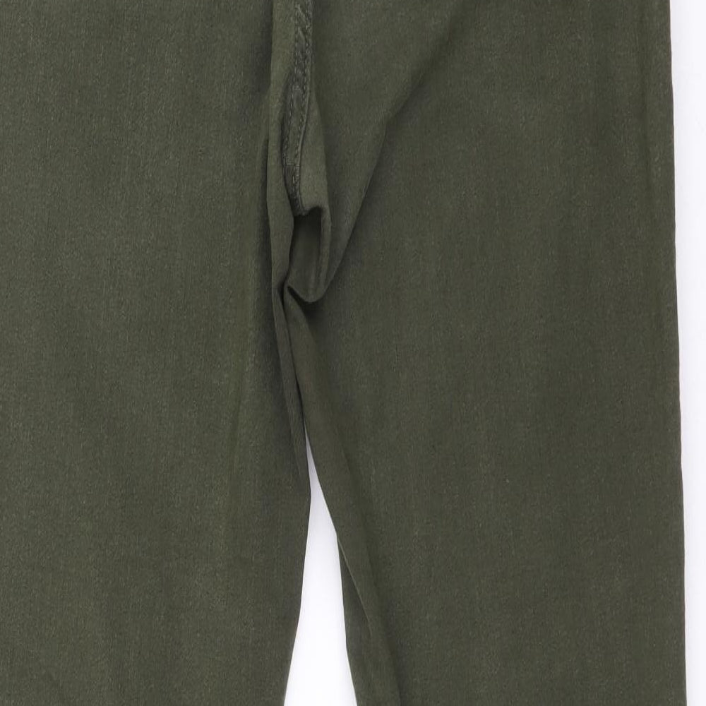 Fat Face Womens Green Cotton Skinny Jeans Size 16 L28 in Regular Button