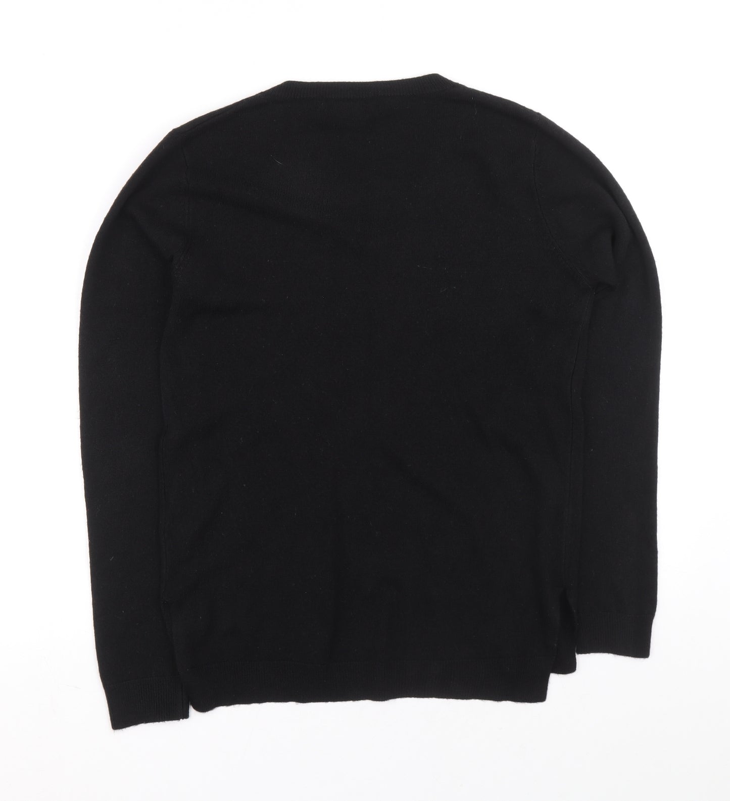 Atmosphere Womens Black V-Neck Acrylic Henley Jumper Size 8