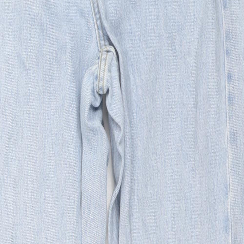 Topshop Womens Blue 100% Cotton Mom Jeans Size M L32 in Regular Zip