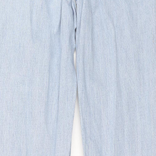 Topshop Womens Blue 100% Cotton Mom Jeans Size M L32 in Regular Zip