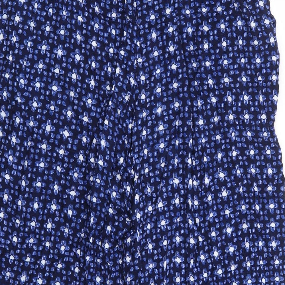 White Stuff Womens Blue Geometric Viscose Cropped Trousers Size 8 L20 in Regular
