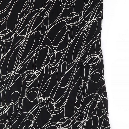 BHS Womens Black Geometric Viscose A-Line Skirt Size 18