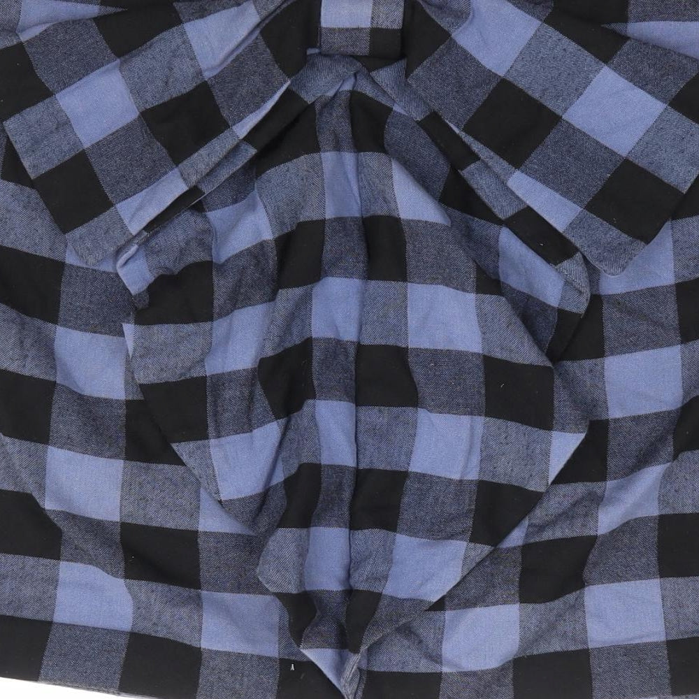 Topshop Womens Blue Check Cotton Mini Skirt Size 12 Zip