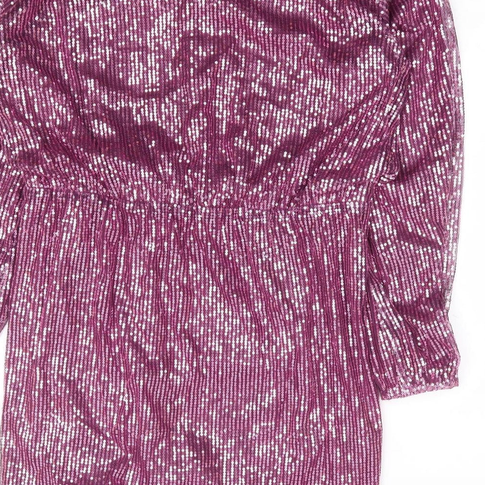 Zero Degree Womens Purple Polyester A-Line Size 18 V-Neck Tie