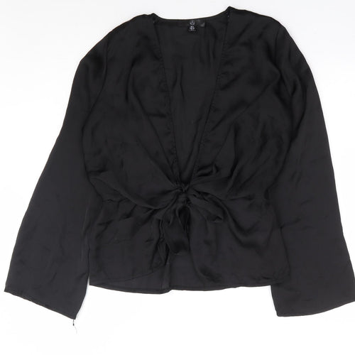 Missguided Womens Black Polyester Basic Blouse Size 8 V-Neck