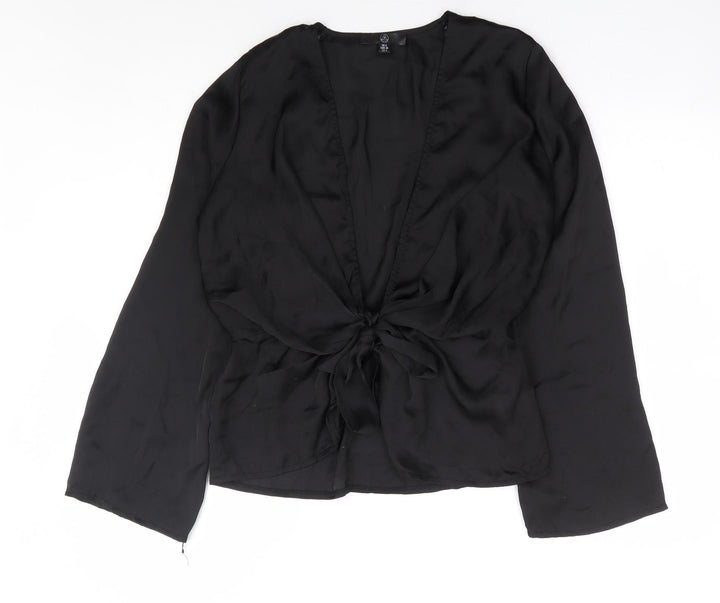 Missguided Womens Black Polyester Basic Blouse Size 8 V-Neck