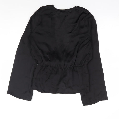 Missguided Womens Black Polyester Basic Blouse Size 8 V-Neck