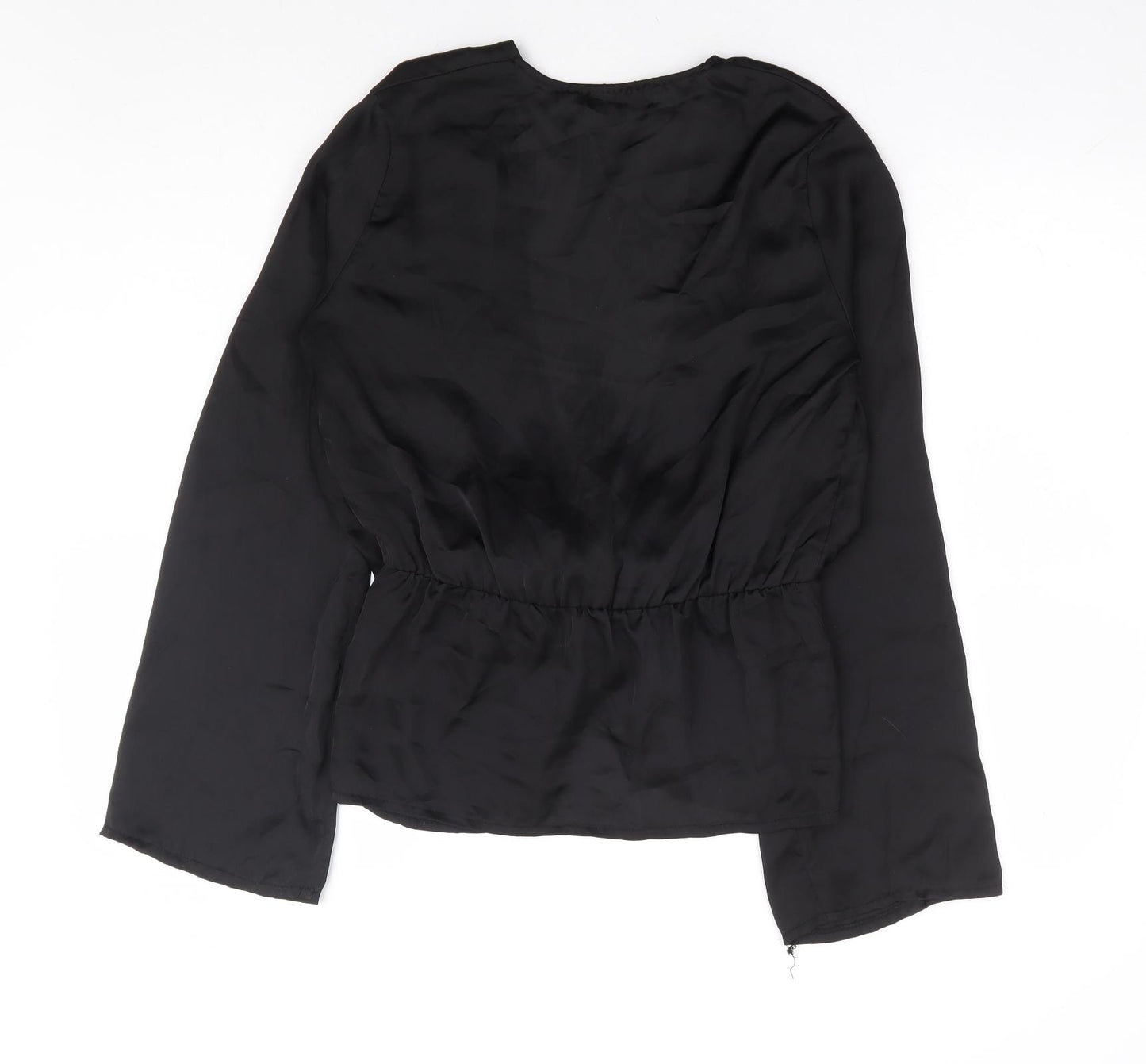 Missguided Womens Black Polyester Basic Blouse Size 8 V-Neck