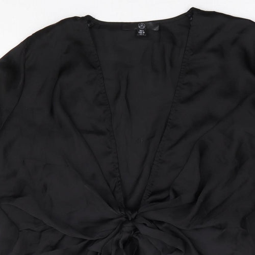 Missguided Womens Black Polyester Basic Blouse Size 8 V-Neck