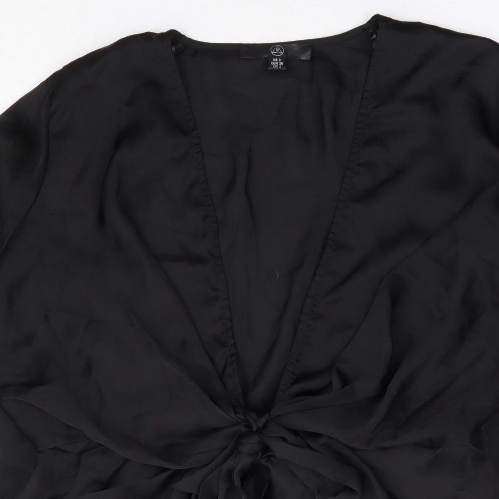 Missguided Womens Black Polyester Basic Blouse Size 8 V-Neck