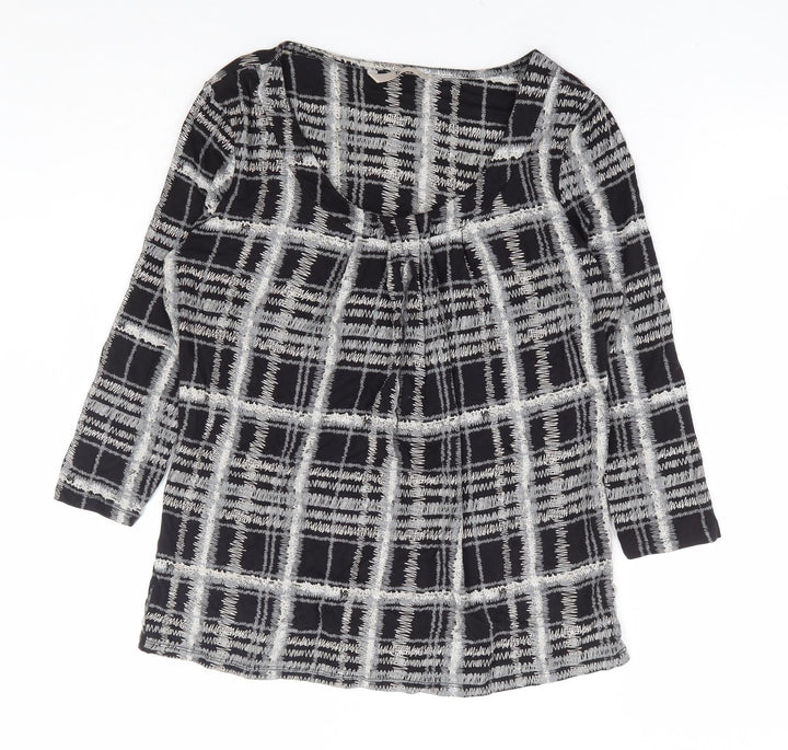 TU Womens Grey Geometric Viscose Basic Blouse Size 12 Scoop Neck