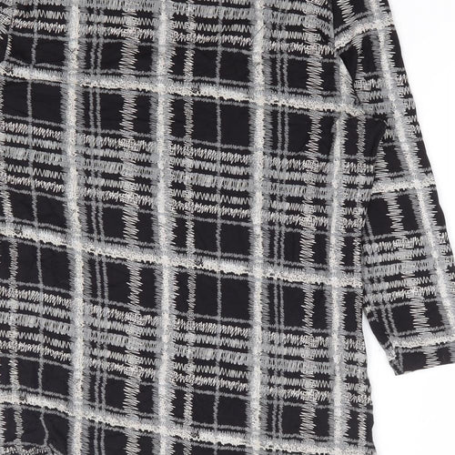 TU Womens Grey Geometric Viscose Basic Blouse Size 12 Scoop Neck