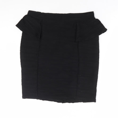 Red Herring Womens Black Polyester Straight & Pencil Skirt Size 12 - Ribbed