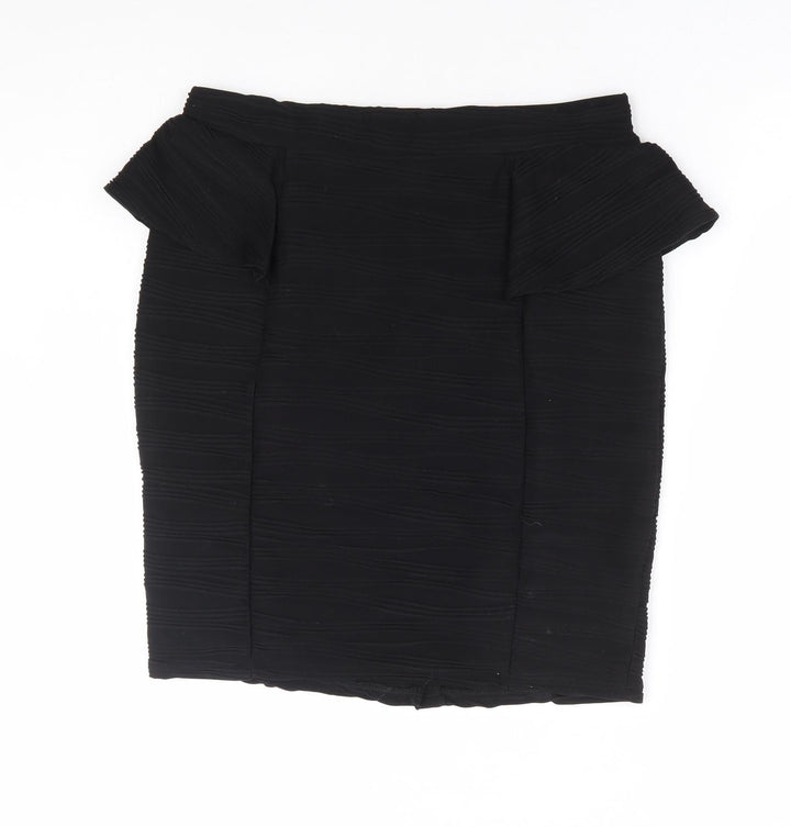 Red Herring Womens Black Polyester Straight & Pencil Skirt Size 12 - Ribbed