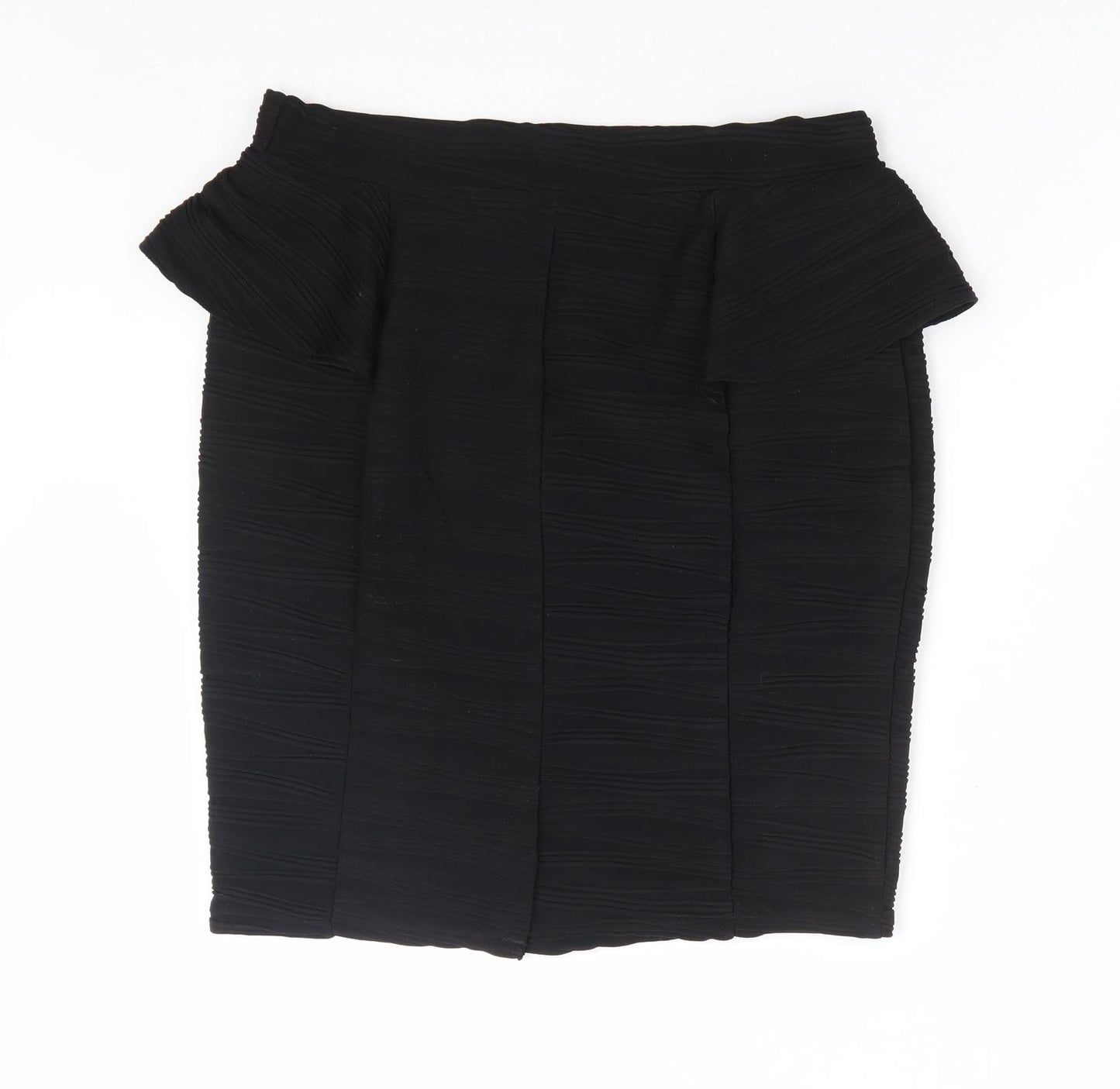 Red Herring Womens Black Polyester Straight & Pencil Skirt Size 12 - Ribbed