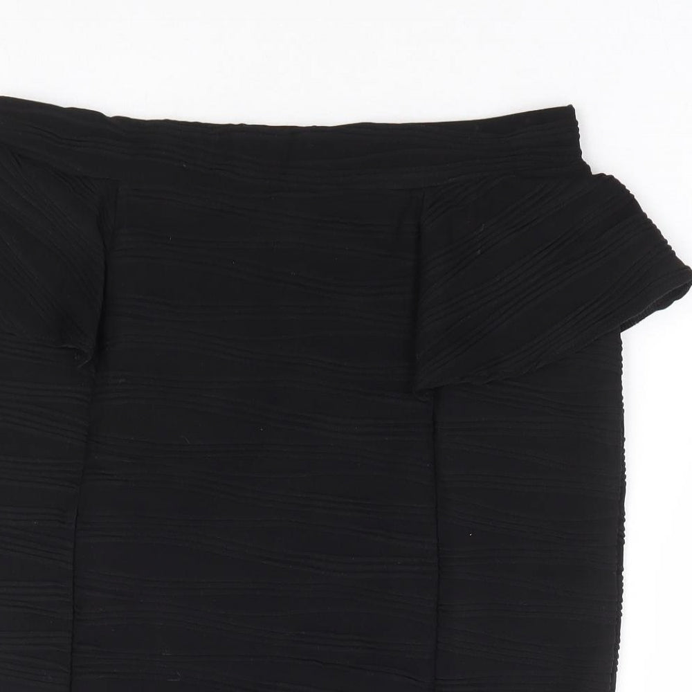 Red Herring Womens Black Polyester Straight & Pencil Skirt Size 12 - Ribbed