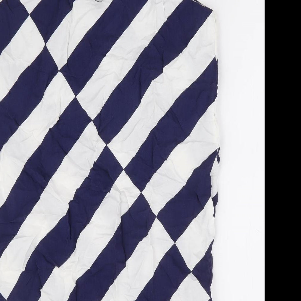 New Look Womens Blue Striped Polyester Slip Dress Size 12 V-Neck Pullover
