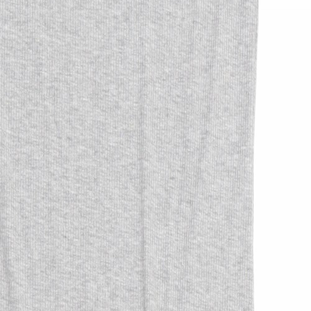 Topshop Womens Grey Polyester Tank Dress Size 8 V-Neck Tie - Ribbed