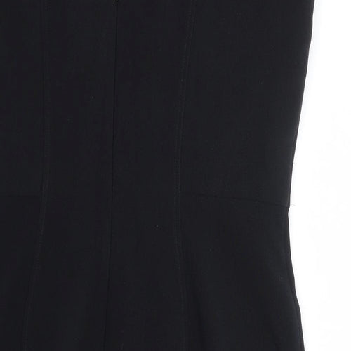 Marks and Spencer Womens Black Polyester A-Line Size 14 Round Neck Zip - Mesh Detailing
