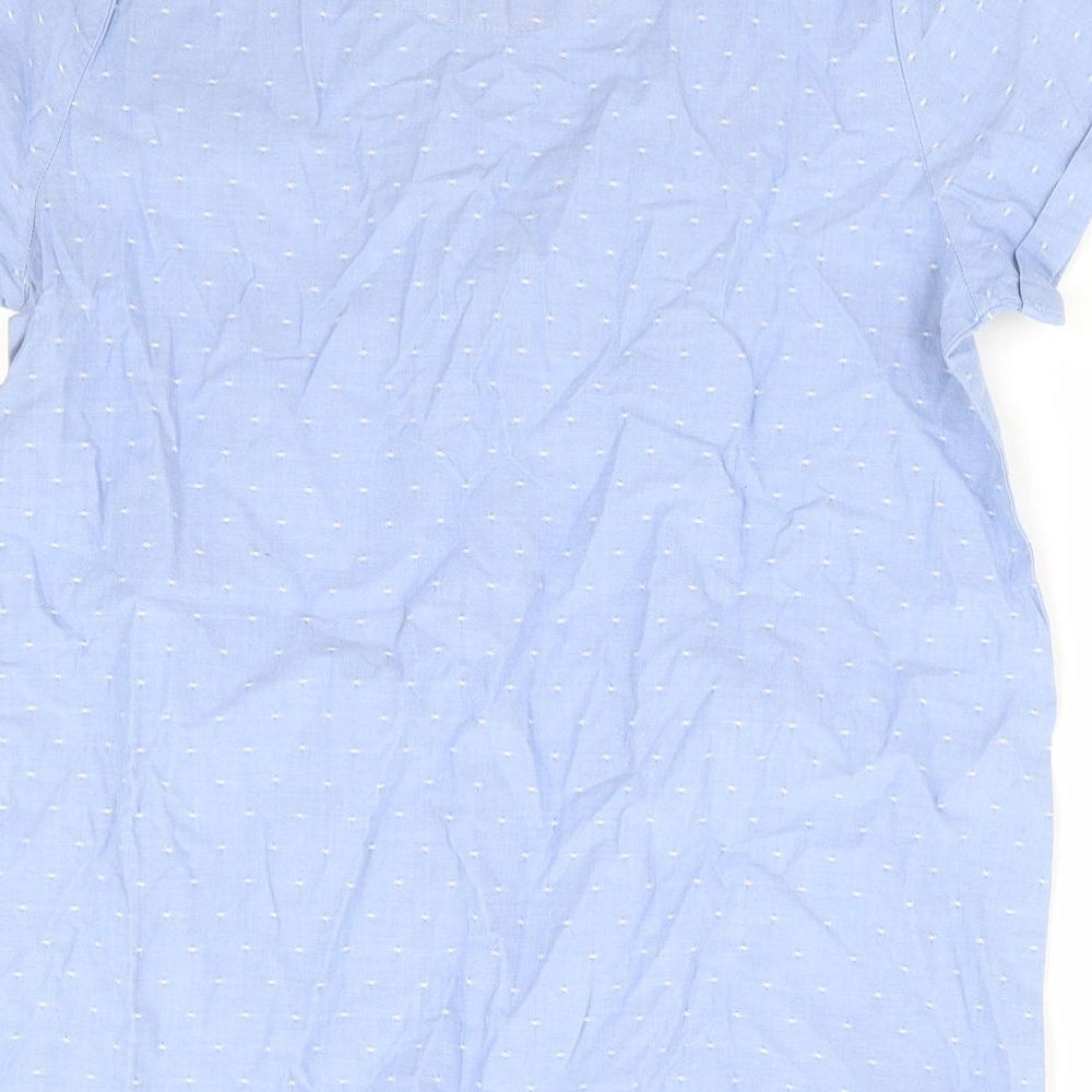 Hi Gear Womens Blue Geometric 100% Cotton Basic T-Shirt Size 10 Round Neck