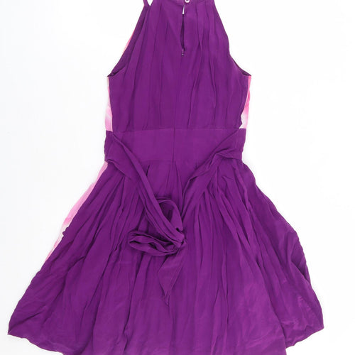 Warehouse Womens Purple Floral Polyester Fit & Flare Size 6 Round Neck Zip - Tulle Petticoat