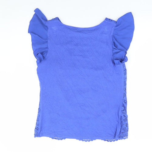 Oasis Womens Blue Polyester Basic T-Shirt Size M Round Neck