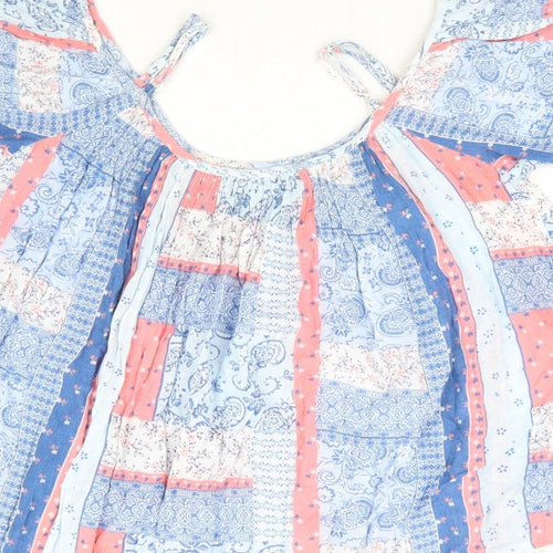 Dorothy Perkins Womens Multicoloured Floral Viscose Basic Blouse Size 10 Square Neck - Patchwork Patter Cold Shoulder