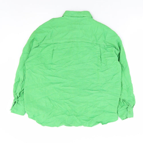 Stradavarius Womens Green Polyester Basic Button-Up Size M Collared