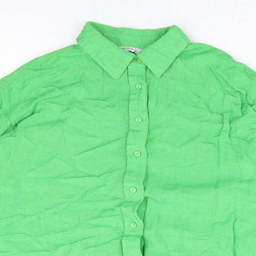 Stradavarius Womens Green Polyester Basic Button-Up Size M Collared