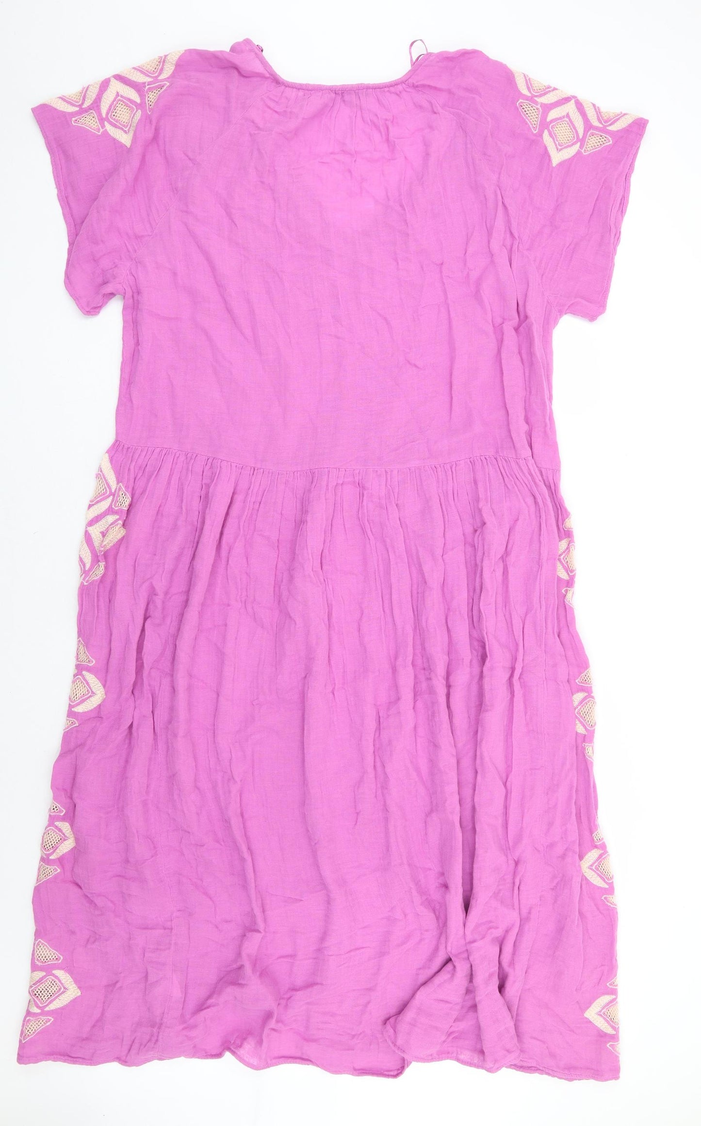 Zara Womens Pink Polyester A-Line Size M V-Neck Pullover