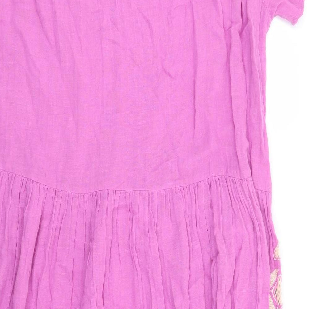 Zara Womens Pink Polyester A-Line Size M V-Neck Pullover