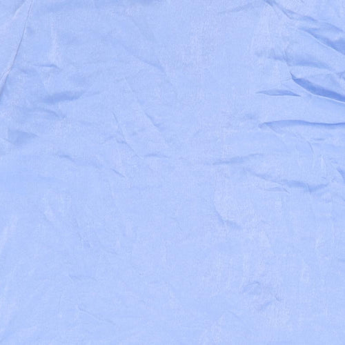 Zara Womens Blue Polyester Basic Button-Up Size XL Collared - Pussy Bow Neck