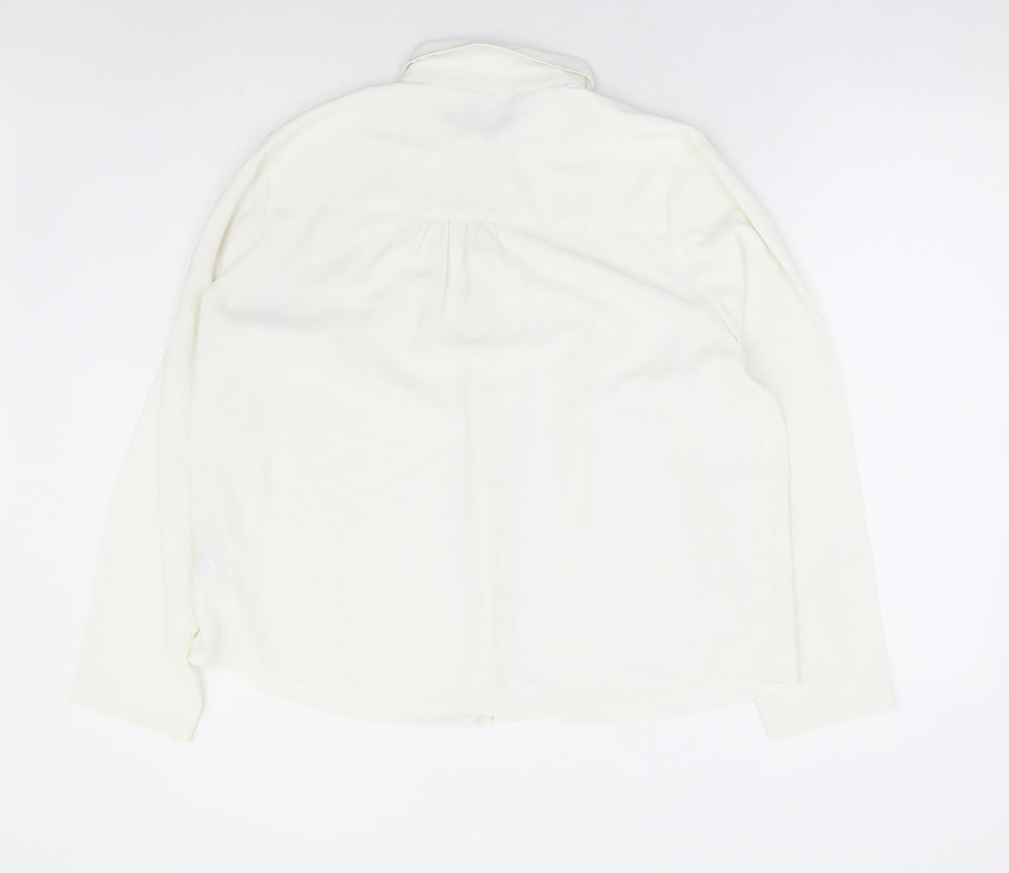 Marks and Spencer Womens Ivory Polyester Basic Button-Up Size 14 Collared - Lace Detail