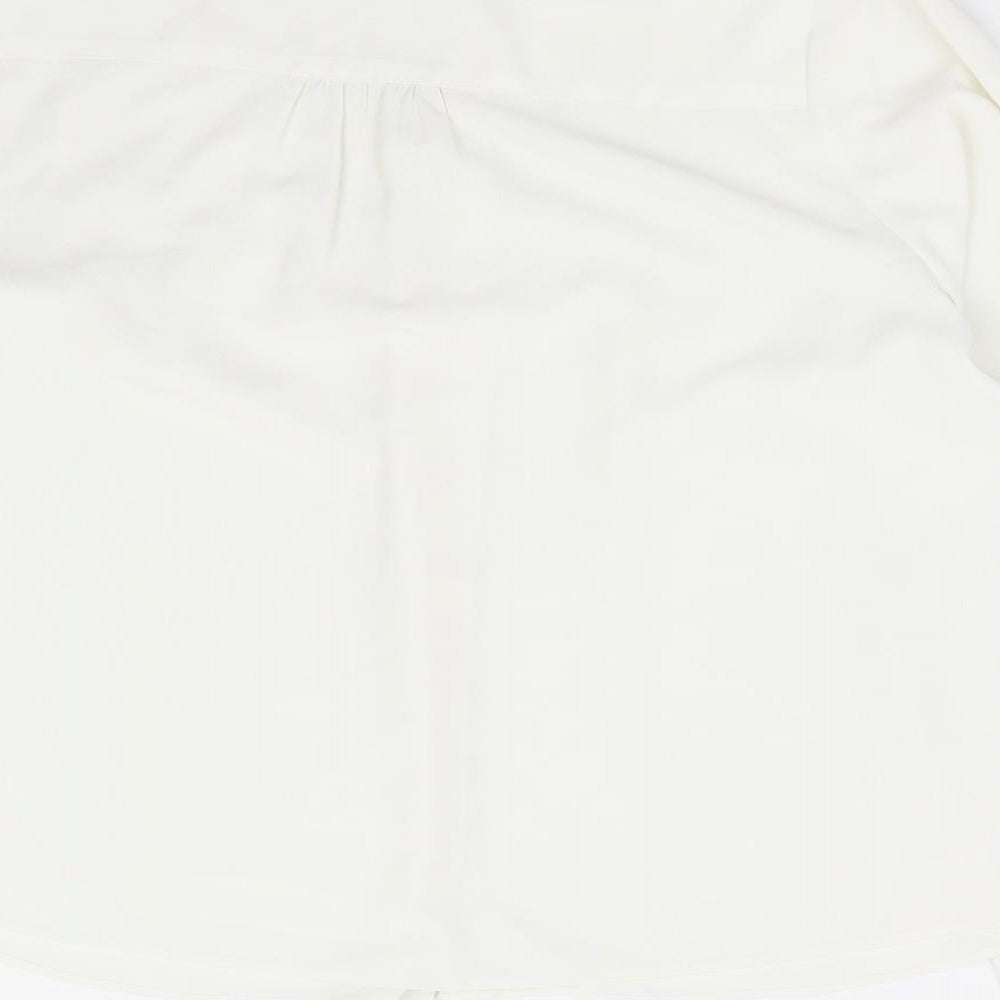 Marks and Spencer Womens Ivory Polyester Basic Button-Up Size 14 Collared - Lace Detail