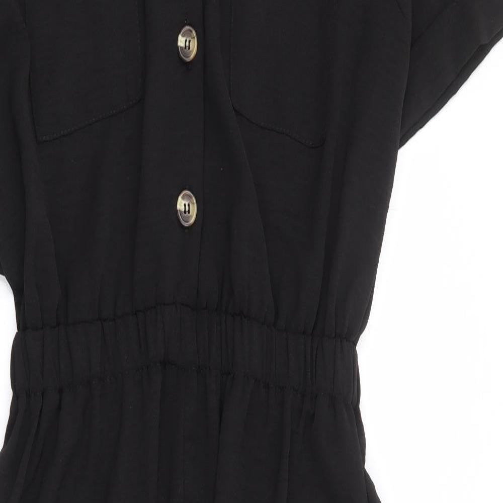 New Look Womens Black Polyester Jumpsuit One-Piece Size 12 L29 in Button