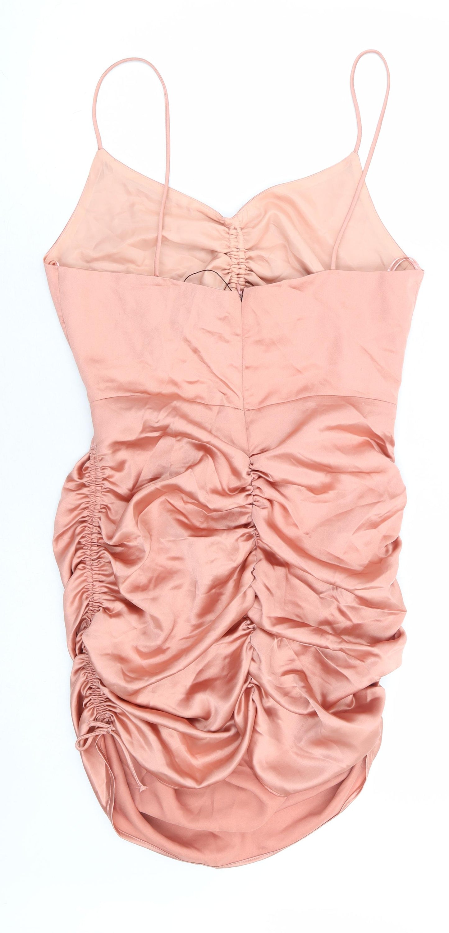 Zara Womens Pink Polyester Bodycon Size L V-Neck Zip