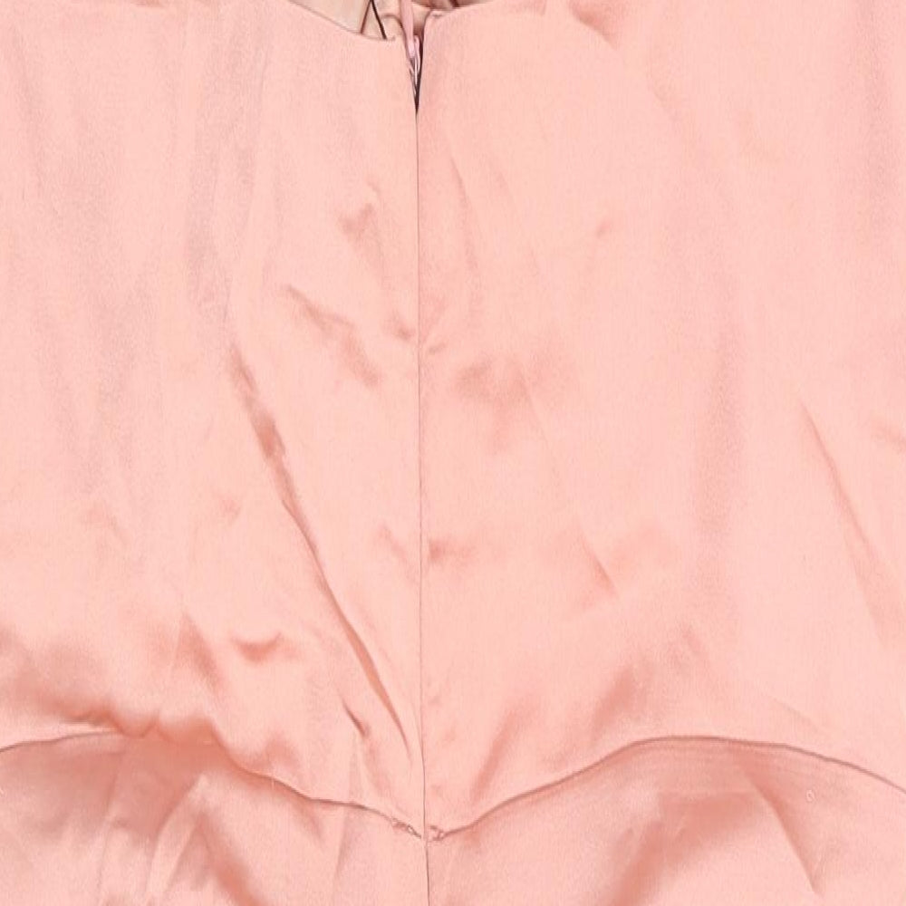 Zara Womens Pink Polyester Bodycon Size L V-Neck Zip