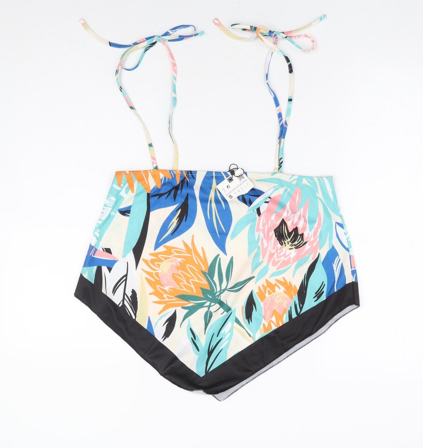 Zara Womens Multicoloured Floral Polyester Camisole Blouse Size S Square Neck - Asymmetric