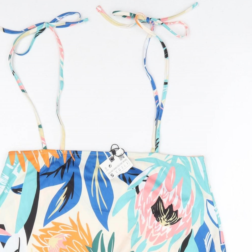 Zara Womens Multicoloured Floral Polyester Camisole Blouse Size S Square Neck - Asymmetric