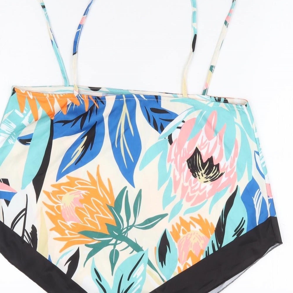 Zara Womens Multicoloured Floral Polyester Camisole Blouse Size S Square Neck - Asymmetric