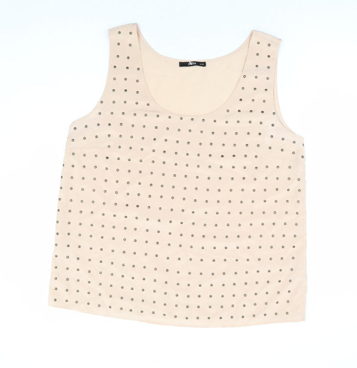 Oasis Womens Beige Polyester Basic Tank Size 16 Scoop Neck